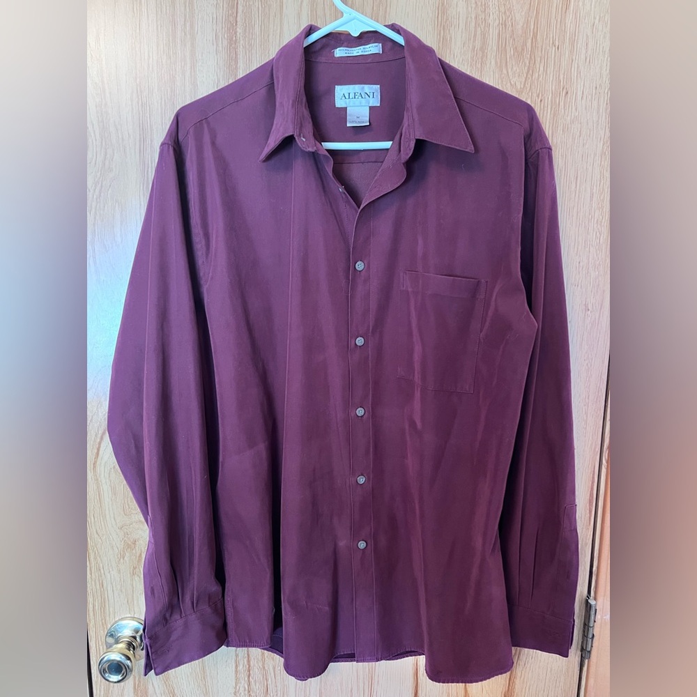 Alfani Purple Button Down Shirt with Long Sleeves